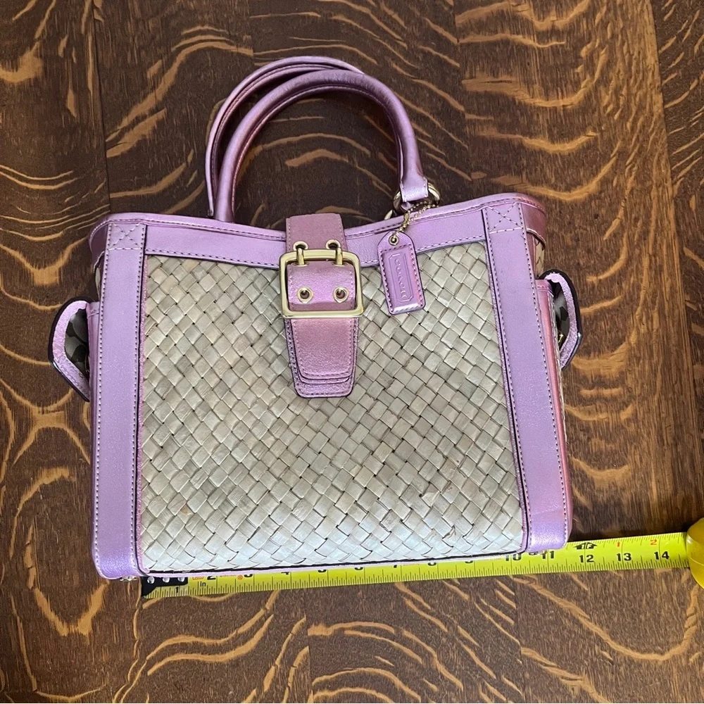 Coach Pink and Tan Woven Satchel - Picture 12 of 12
